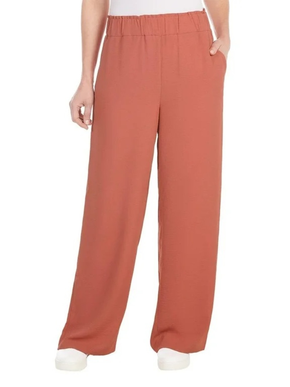 Hilary Radley Wide-Leg Pants in Terracotta, Size L/G
